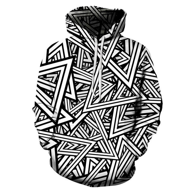 Black White Triangles 3D Sweatshirt Hoodie Pullover Custom