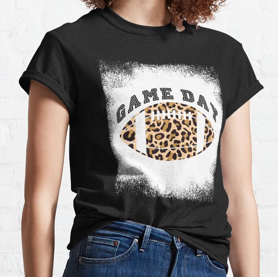 Bleached Game Day Football Leopard Trendy Football Season   Classic T-Shirt