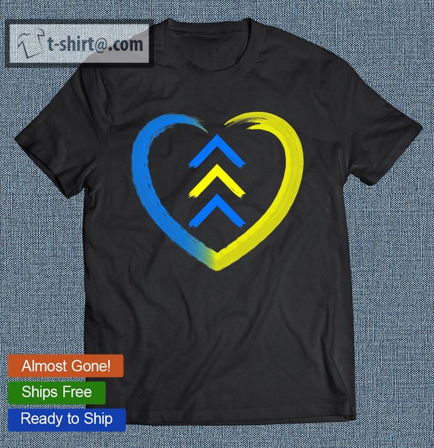 Blue And Yellow Heart T21 Arrows Down Syndrom Awareness T-shirt