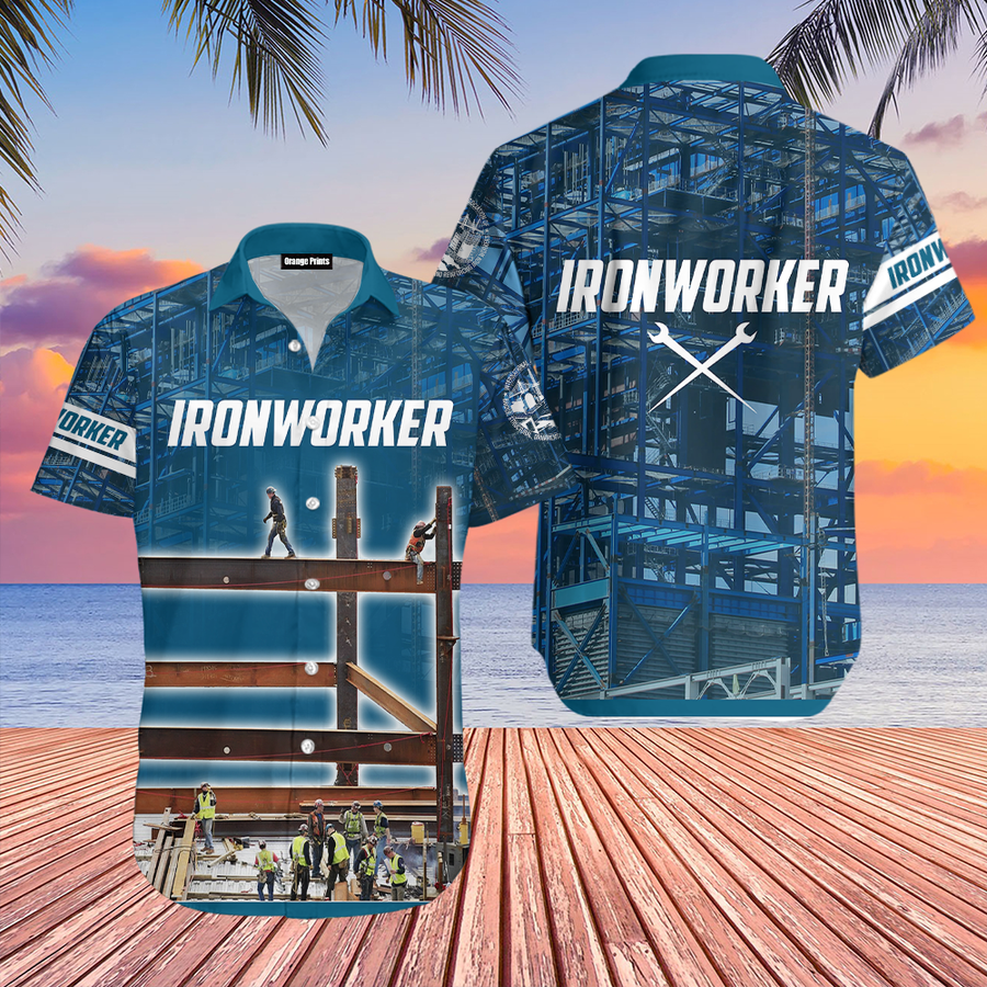 Blue Ironworker Aloha Hawaiian Shirt.png