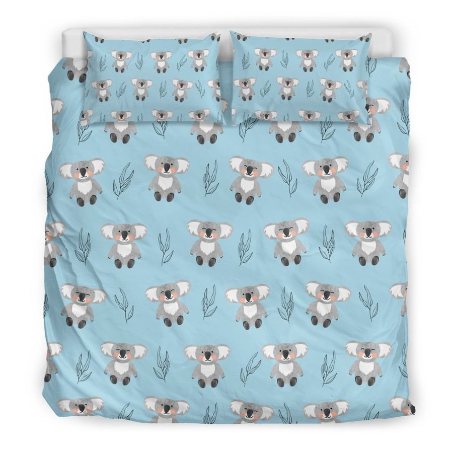 Blue Koala Pattern Print Duvet Cover Bedding Set