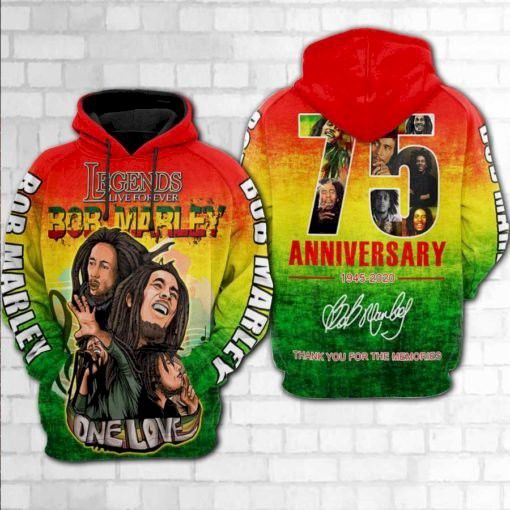 Bob Marley 75Th Anniversary And And 3D Hoodie Sweatshirt