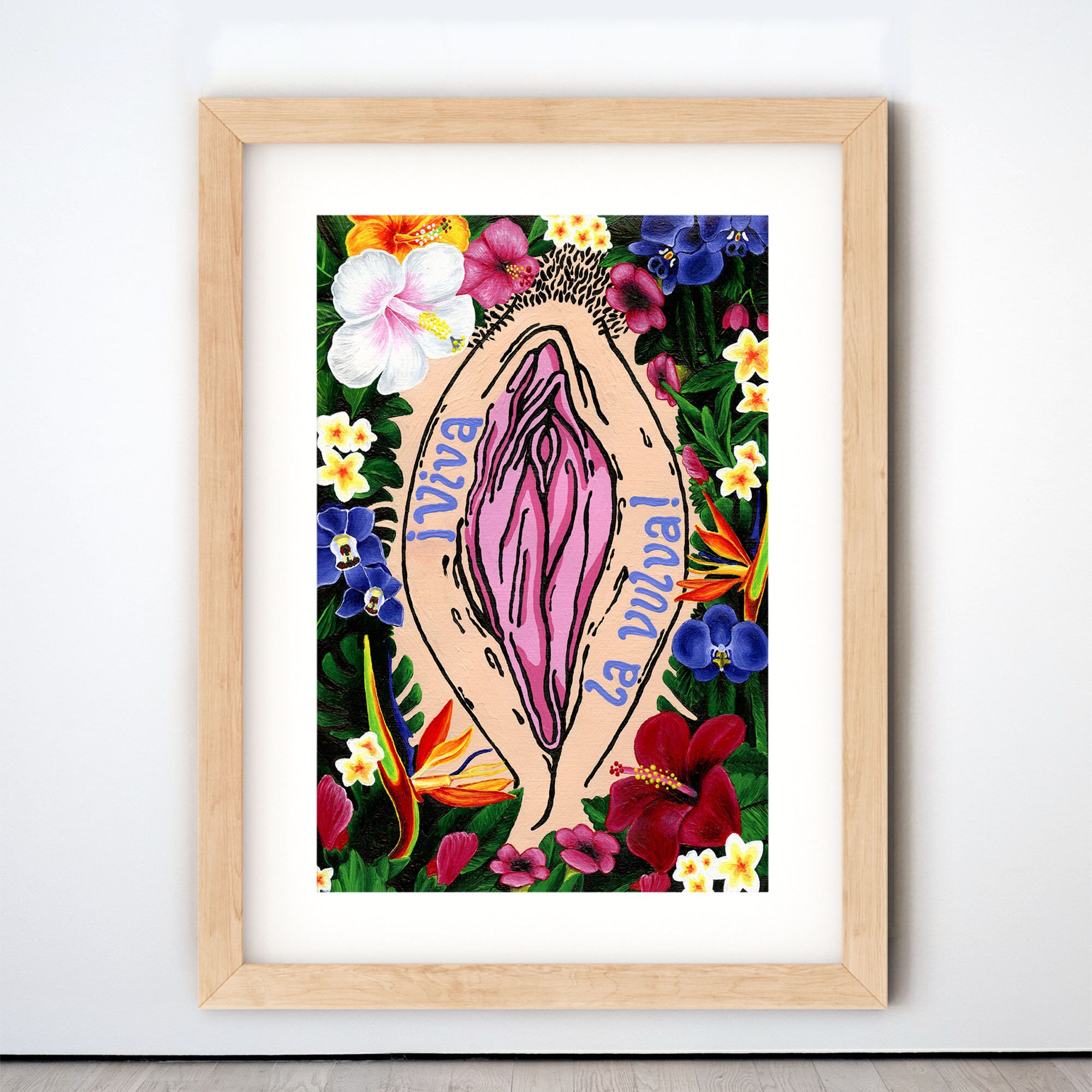 Body Positive Vulva Art Print feat 'Viva La Vulva' Protest Sign seen at Women's March for Reproductive Rights, Pro Choice Gift for Feminist