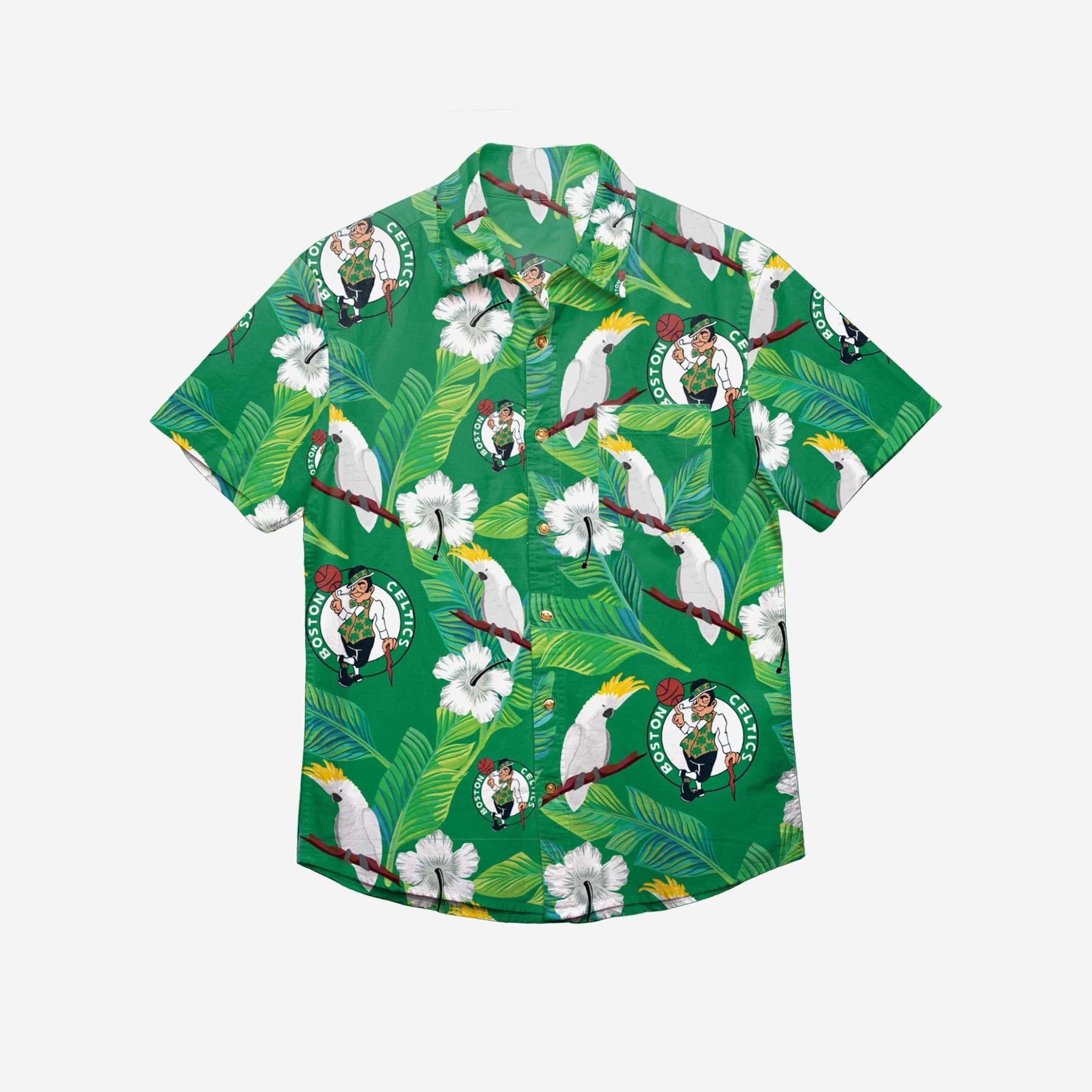 Boston Celtics Floral Button Up Hawaiian Shirt