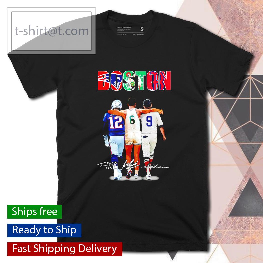 Boston Tom Brady Bill Russell Ted Williams signatures shirt