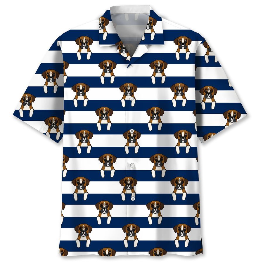 boxer blue stripes Hawaiian Shirt
