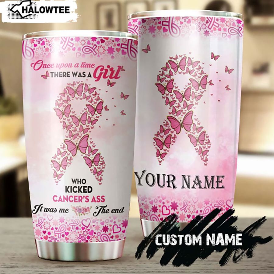 Breast Cancer Survivor Girl Personalized Breast Cancer Awareness Tumbler Pink Ribbon Stainless Steel Tumbler