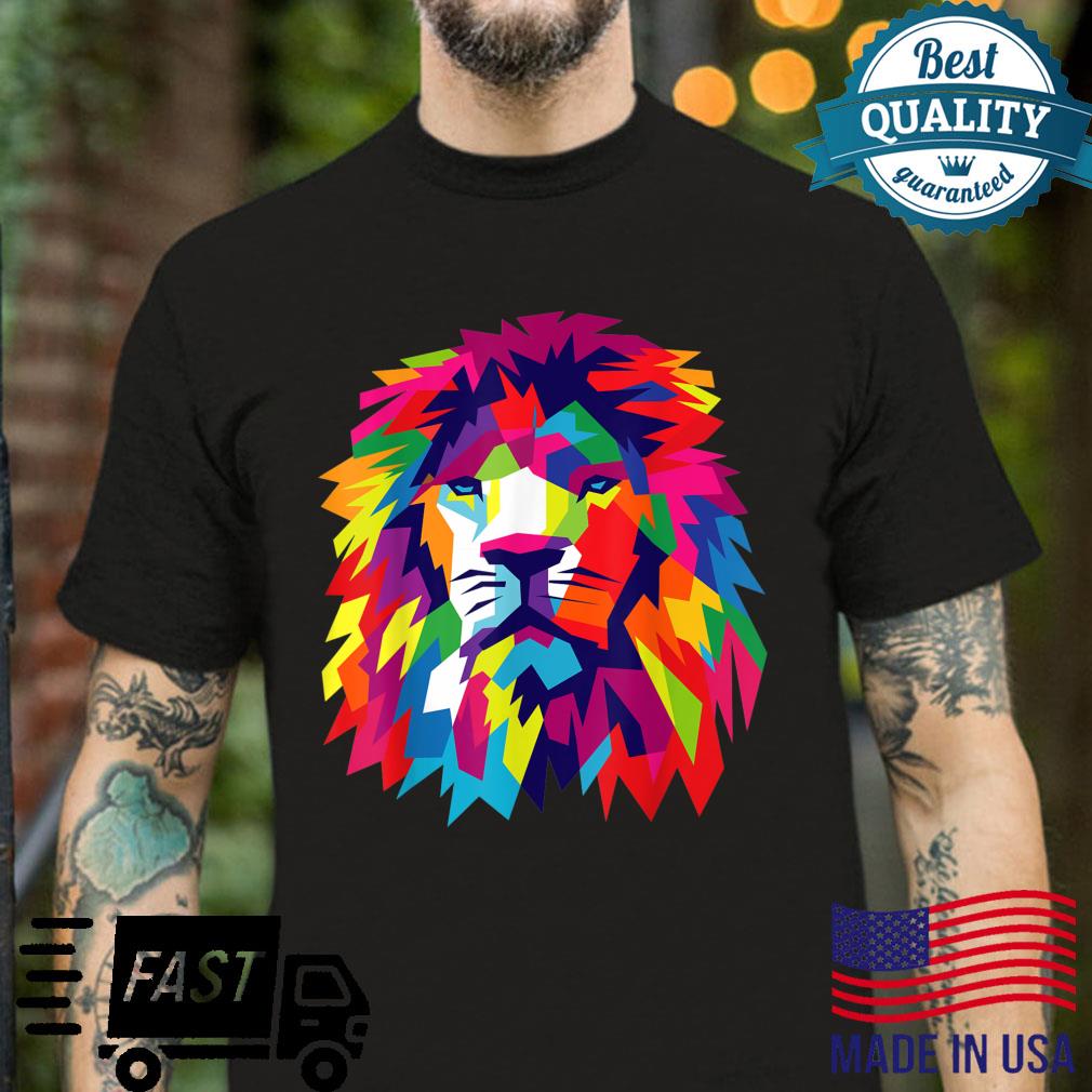 Bright Colorful Lion Head Pop Cool Art Shirt