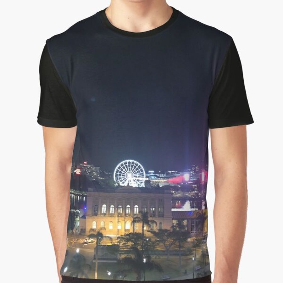 Brisbane City And River At Night Graphic T-Shirt