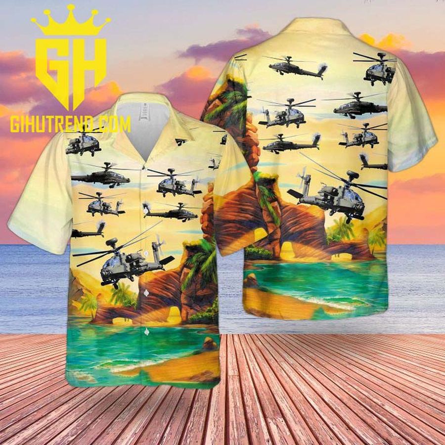 Bristish Army Westland Wah 64 Apache Hawaiian Hawaiian Shirt And Shorts