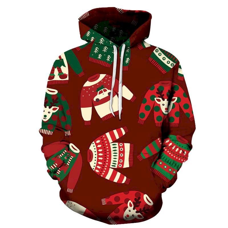 Brown 3D Christmas Hoodie Sweatshirt Hoodie Pullover Custom