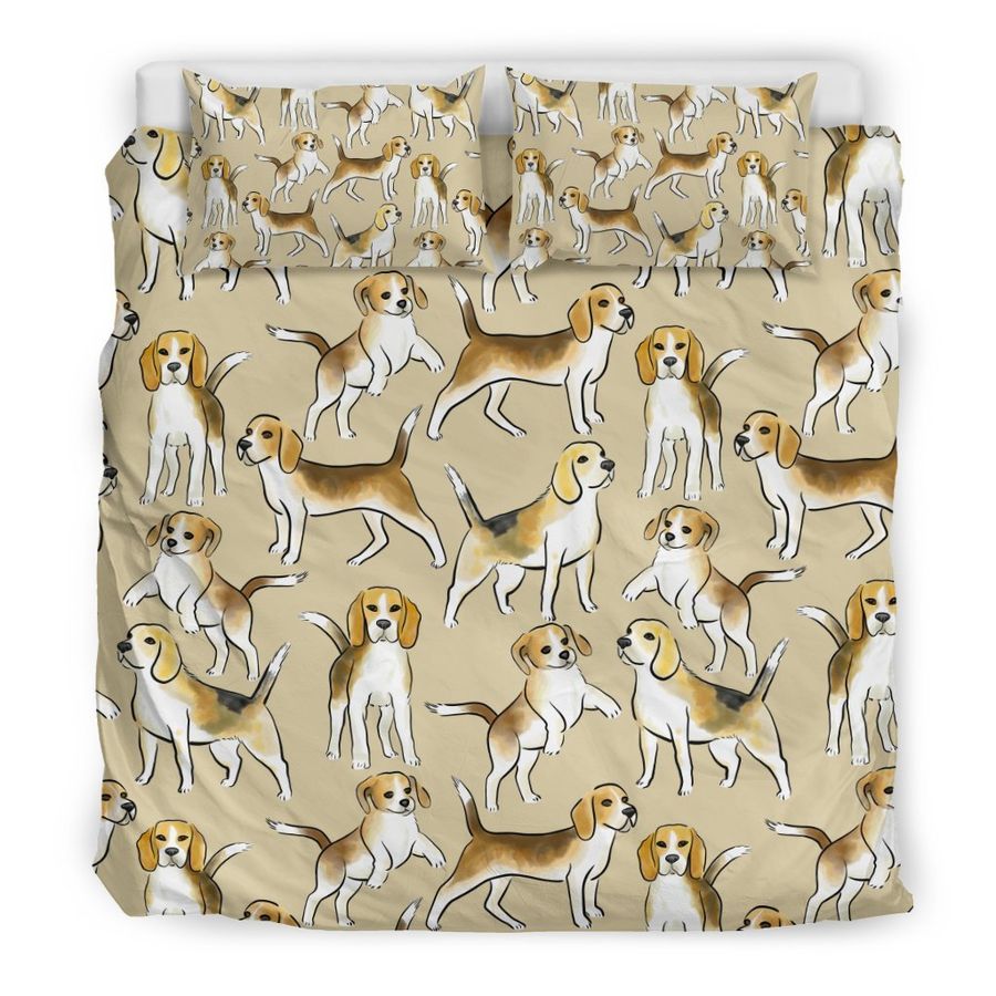 Brown Beagle Paw Pattern Print Duvet Cover Bedding Set