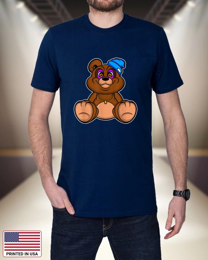 brown bear wearing blue hat hip hop style Ota4v