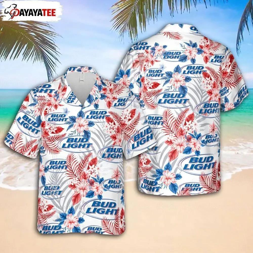 Bud Light Hawaiian Shirt Unisex Red Flowwer