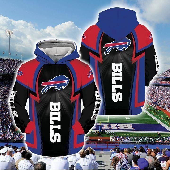 Buffalo Bills NFL Football Black Blue Red Men And Women 3D Full Printing Pullover Hoodie And Zippered. Buffalo Bills 3D Full Printing Shirt 2020