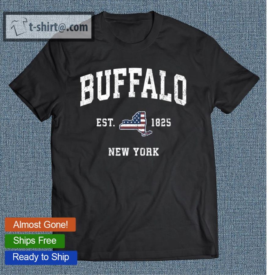 Buffalo New York Ny Vintage American Flag Sports Design T-shirt