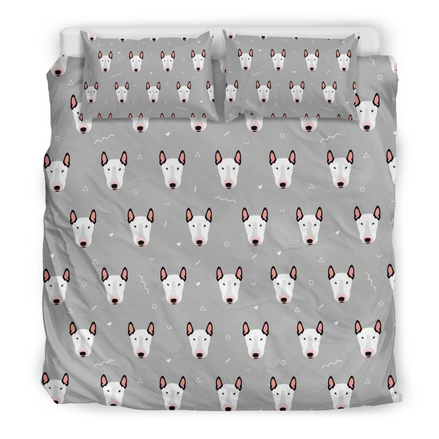 Bull Terrier Glay Pattern Print Duvet Cover Bedding Set