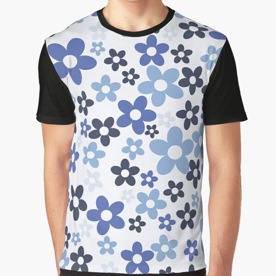 Bunch of retro blue flowers Graphic T-Shirt