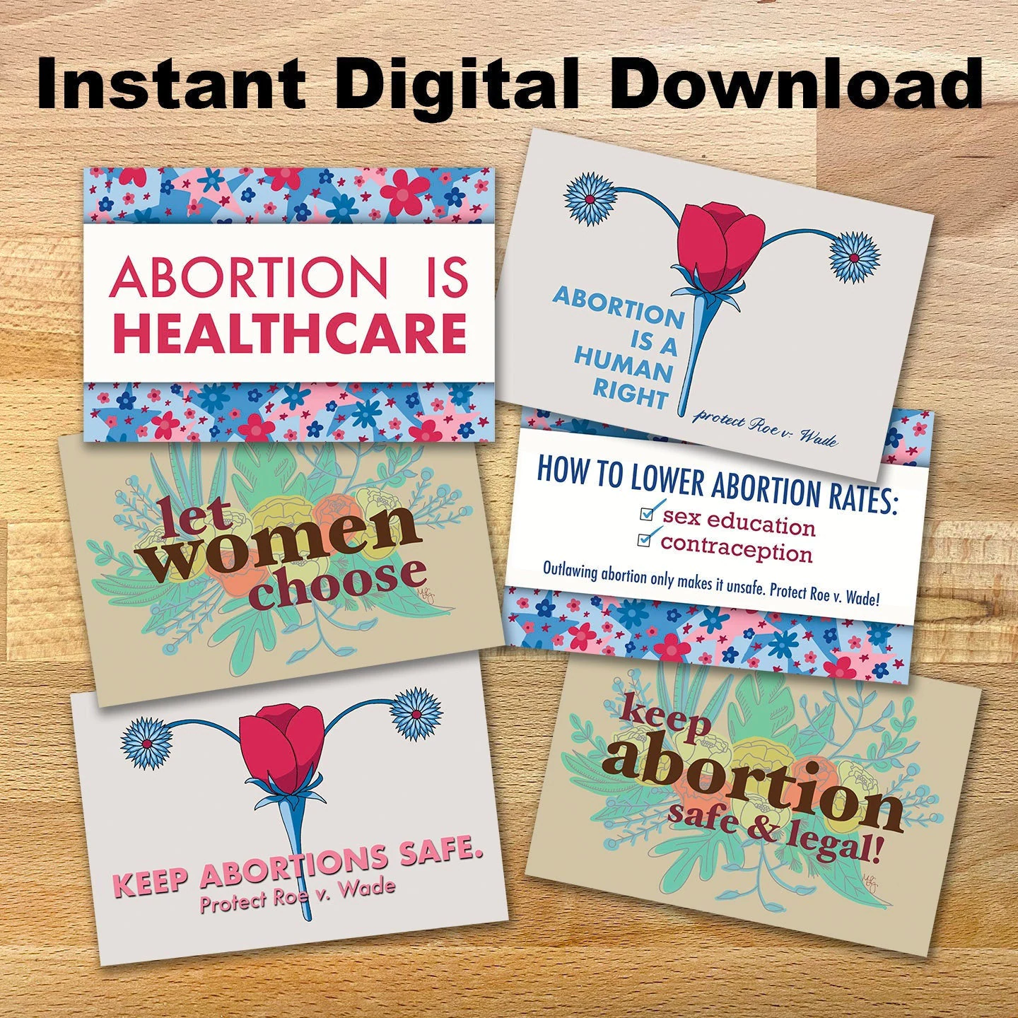 Bundle of 6 Pro Choice Postcards for Senators, Legislators, Prosecutors - Instant Digital Download