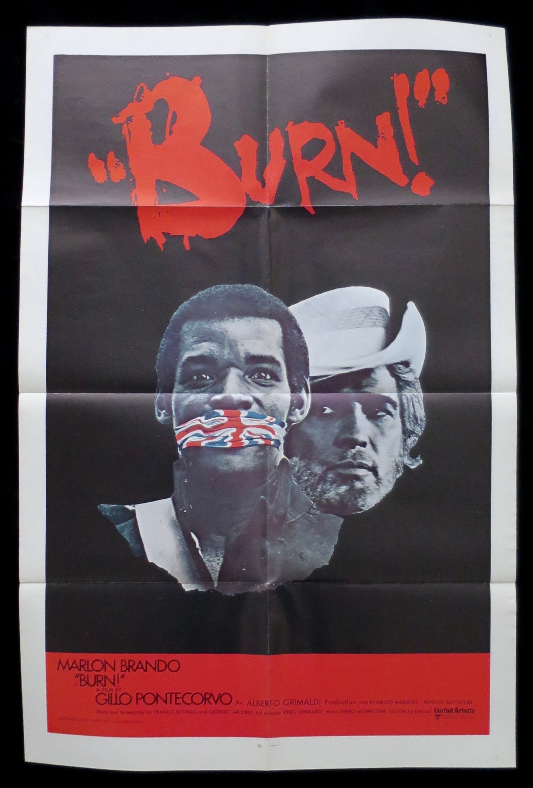 BURN! MARLON BRANDO - Original US 1 Sheet Movie Poster 1970 - International Vers 27x41 in Very Fine to Fine Condition!