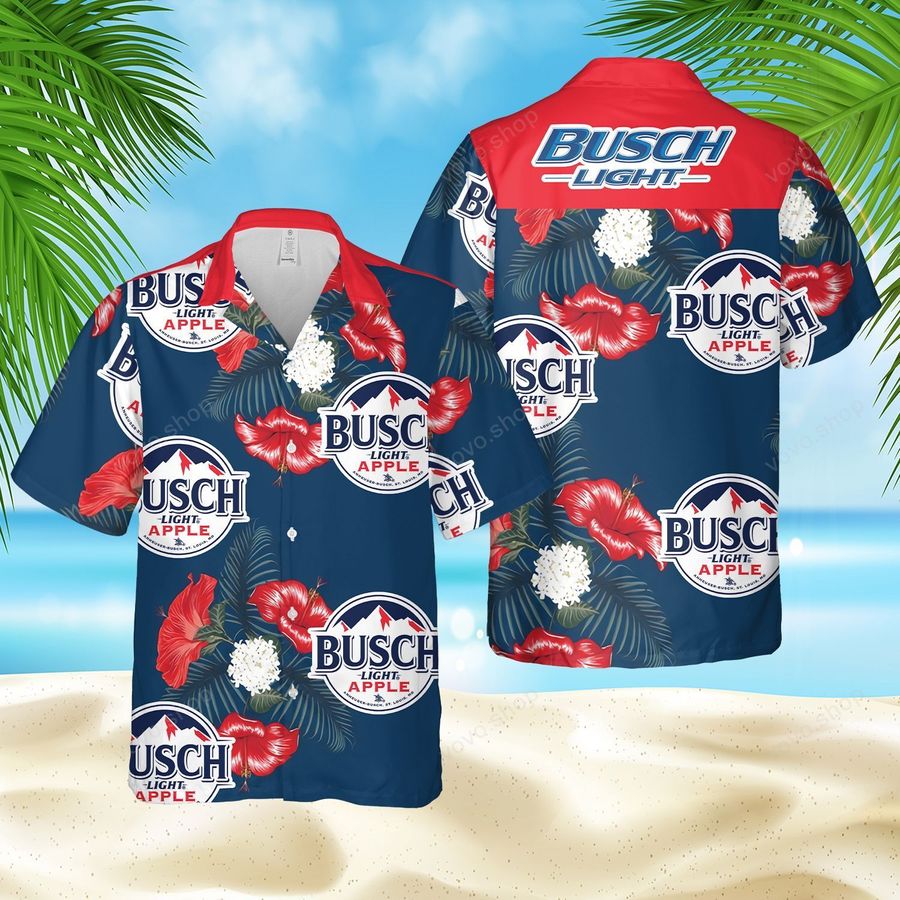 Busch Light Apple Hibiscus Hawaiian Shirt And Shorts