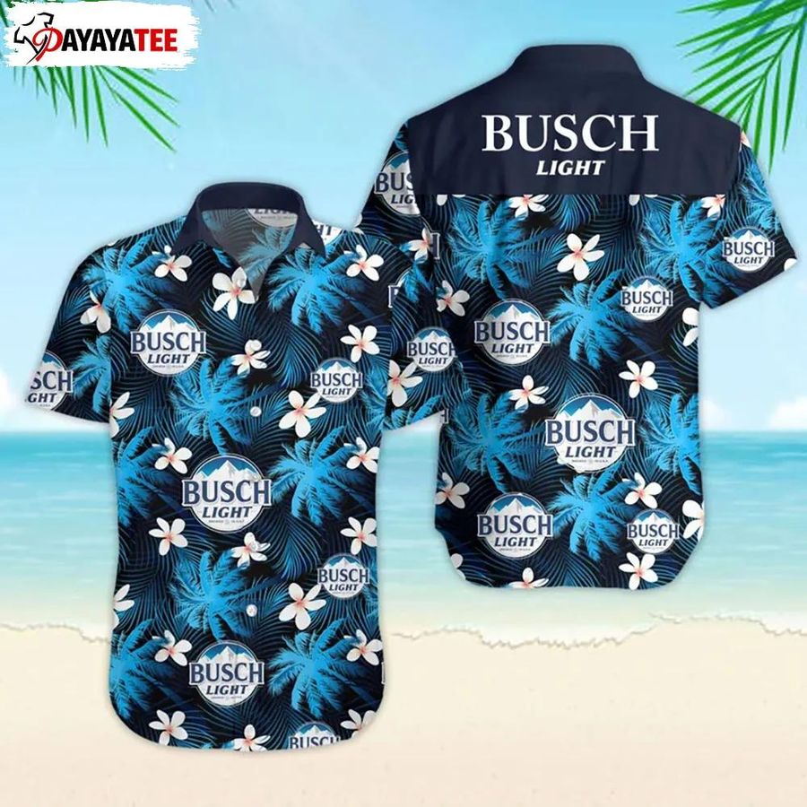 Busch Light Hawaiian Shirt Floral Palm Tree