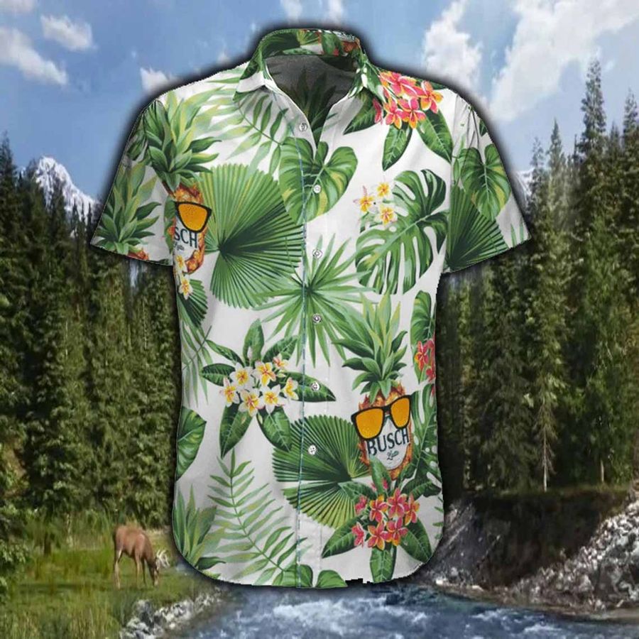 Busch Light pineapple Flower Unisex Summer Hawaiian Shirt