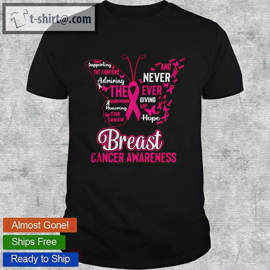 Butterfly breast cancer supporting the fighters shirt