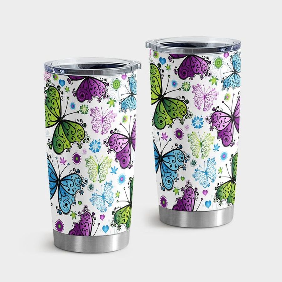 Butterfly Tumbler Cups, Butterfly Floral Tumbler Tumbler Cup 20oz , Tumbler Cup 30oz, Straight Tumbler 20oz