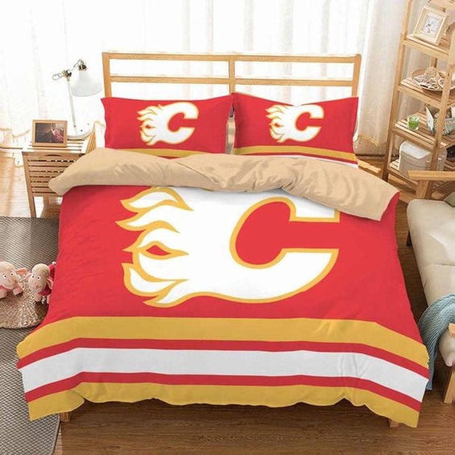 Calgary Flames Nfl Custom Bedding Sets Hockey Team Cover Set
