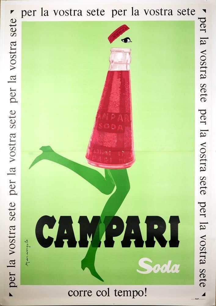 Campari Soda Marangolo 1968 pop art original Rare 39 x 55 inch version