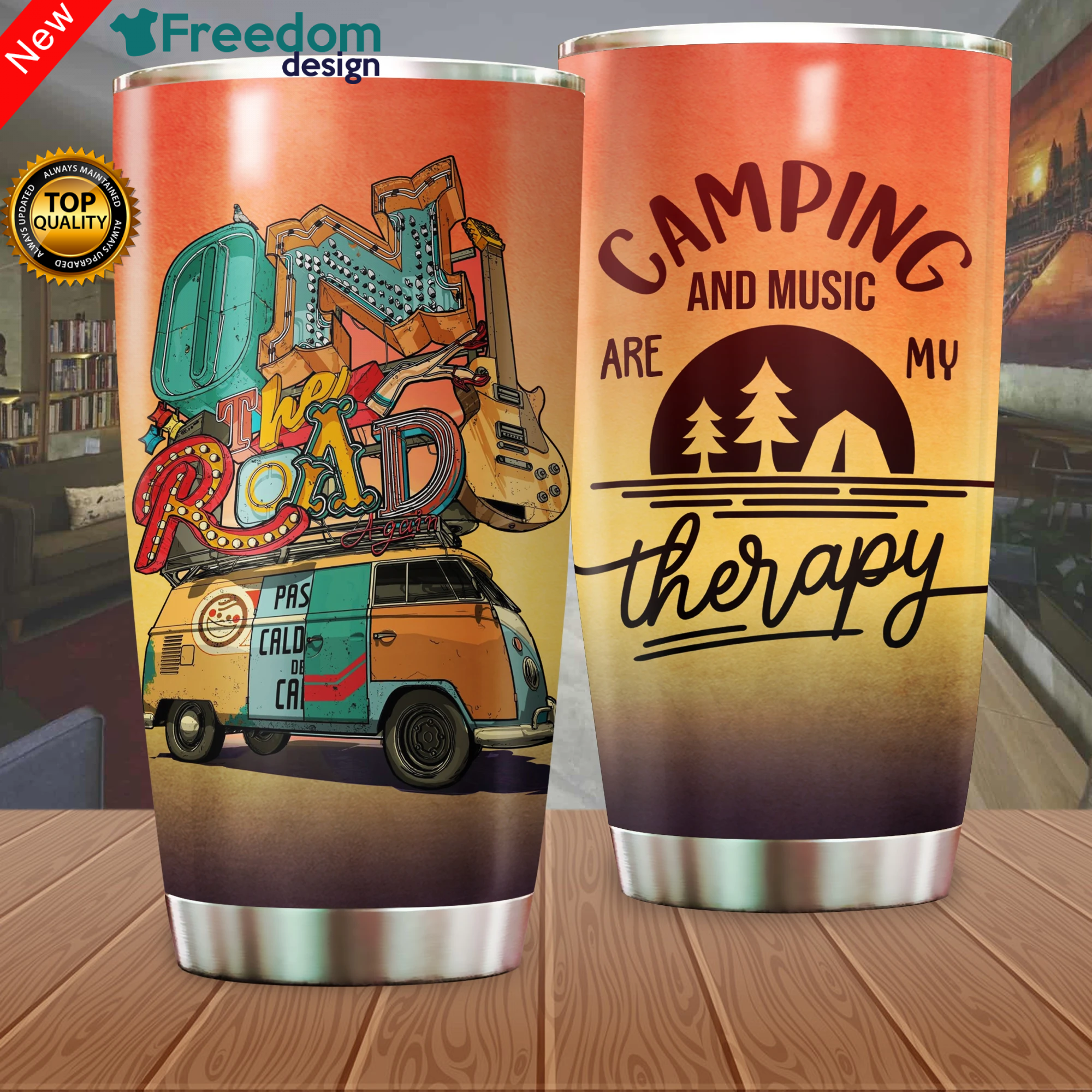 Camping And Music Are My Therapy Tumbler Cup 20oz, Tumbler Cup 30oz, Straight Tumbler 20oz