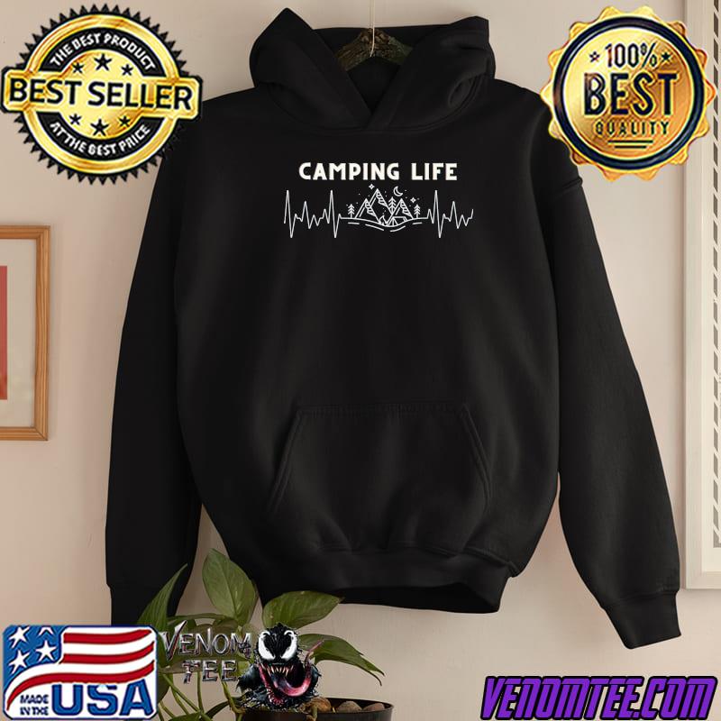 Camping life happy camper heartbeats campfire camp lovers shirt