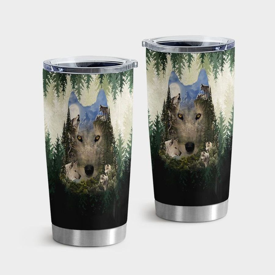 Canis Lupus Travel Tumbler, Wolf Forest Tumbler Tumbler Cup 20oz , Tumbler Cup 30oz, Straight Tumbler 20oz