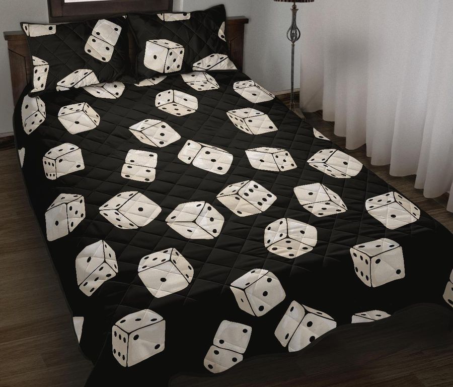 Casino Dice Pattern Print Bedding Sets Quilt, Quilt Bed Sets,