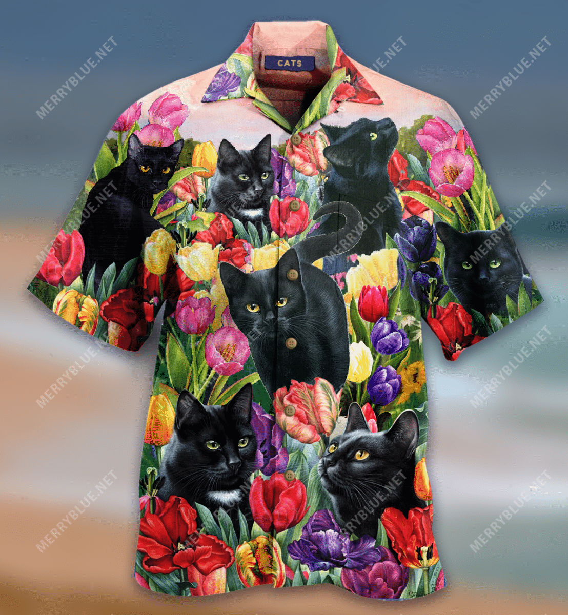 Cat Dream And Tulip Garden Hawaiian Shirt