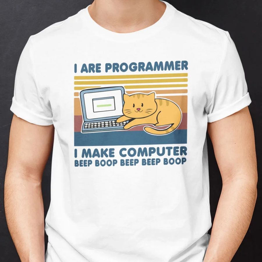 Cat I are programmer I make computer beep boop beep beep boop vintage shirt