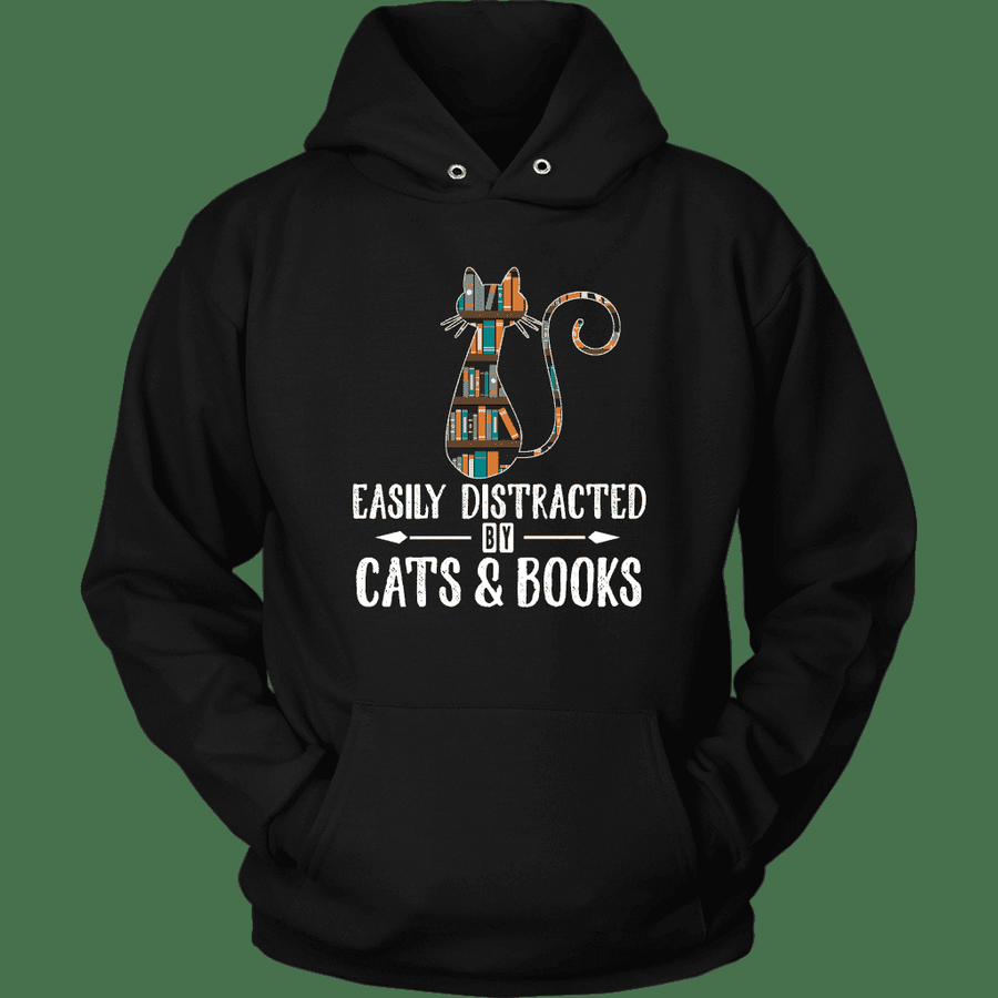 Cats and Books Easily distracted Hoodie 2D.png