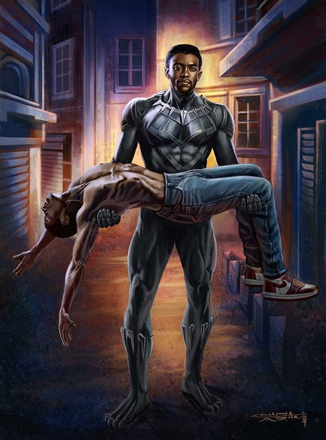 Chadwick Boseman Black Panther Black Lives Matter 85 x 11 Print signed by artist, Sandra Chang-Adair