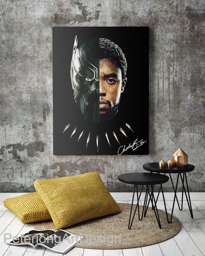 Chadwick Boseman Canvas Art, Black Panther Marvel Art, Wakanda Superhero Wall Art