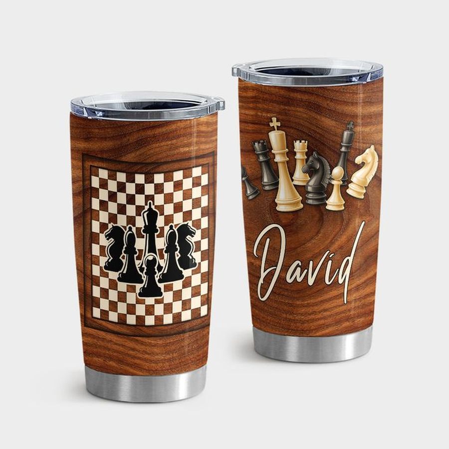 Chess Stainless Steel Tumbler, Chess Table Wooden Tumbler Tumbler Cup 20oz , Tumbler Cup 30oz, Straight Tumbler 20oz