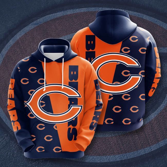 Chicago Bears Football 3D Hoodie Hooded Pocket Sweater Pullover