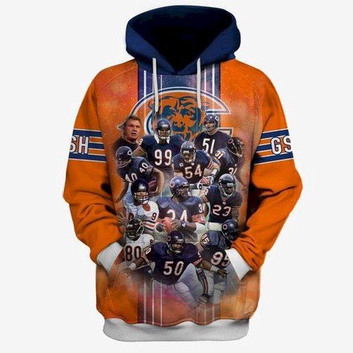 Chicago Bears Hall Of Famers Ncaa Brown 3D Hoodie Sweatshirt Zip