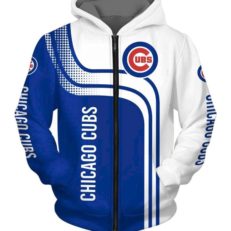 Chicago Cubs Zip Up Hoodie 3D Long Sleeve Custom