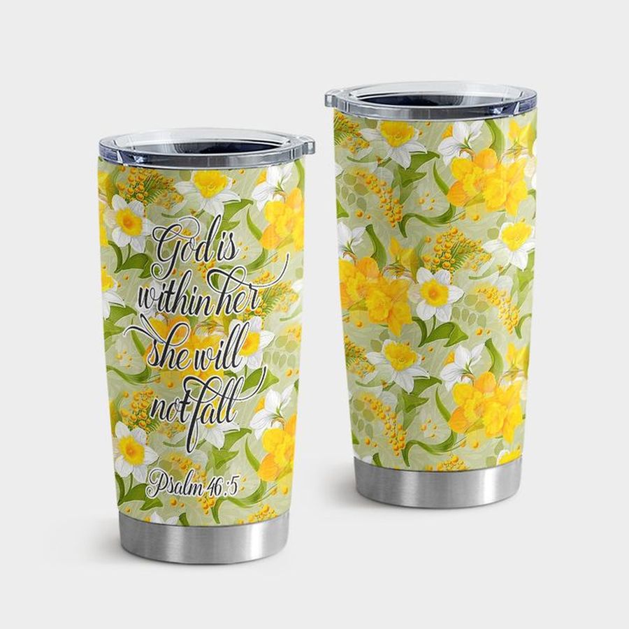 Christian Believer New Tumbler, God Is Within Her She Will Not Fall Tumbler Tumbler Cup 20oz , Tumbler Cup 30oz, Straight Tumbler 20oz
