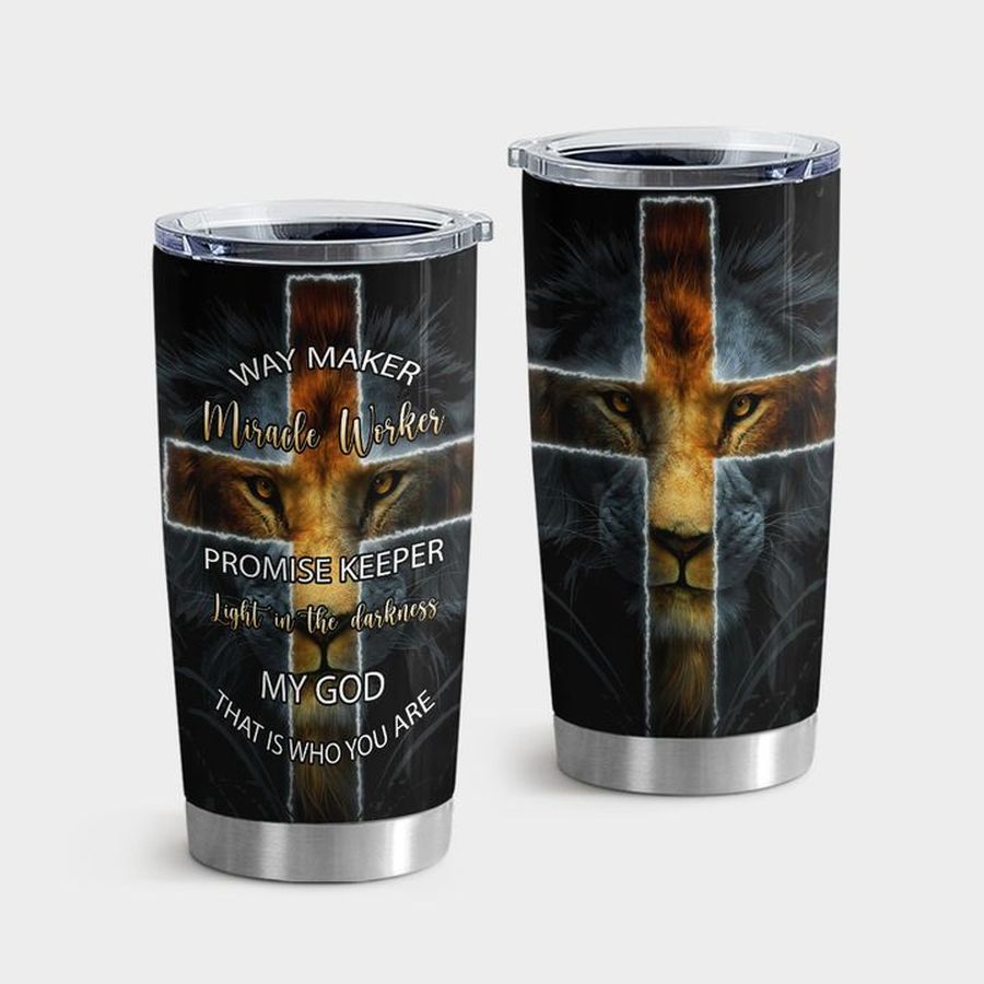 Christian Believer Water Tumbler, Lion Jesus Christ My God That Is Who You Are Tumbler Tumbler Cup 20oz , Tumbler Cup 30oz, Straight Tumbler 20oz