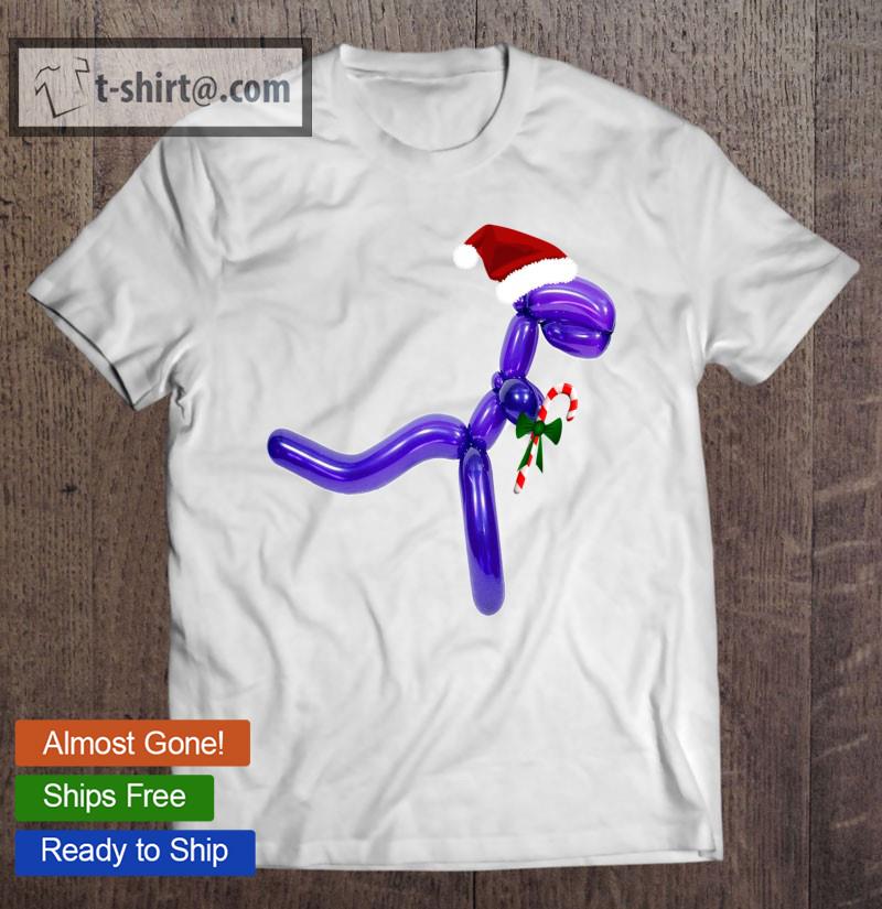 Christmas Balloon Animal Dinosaur Wearing A Santa Hat Classic T-shirt