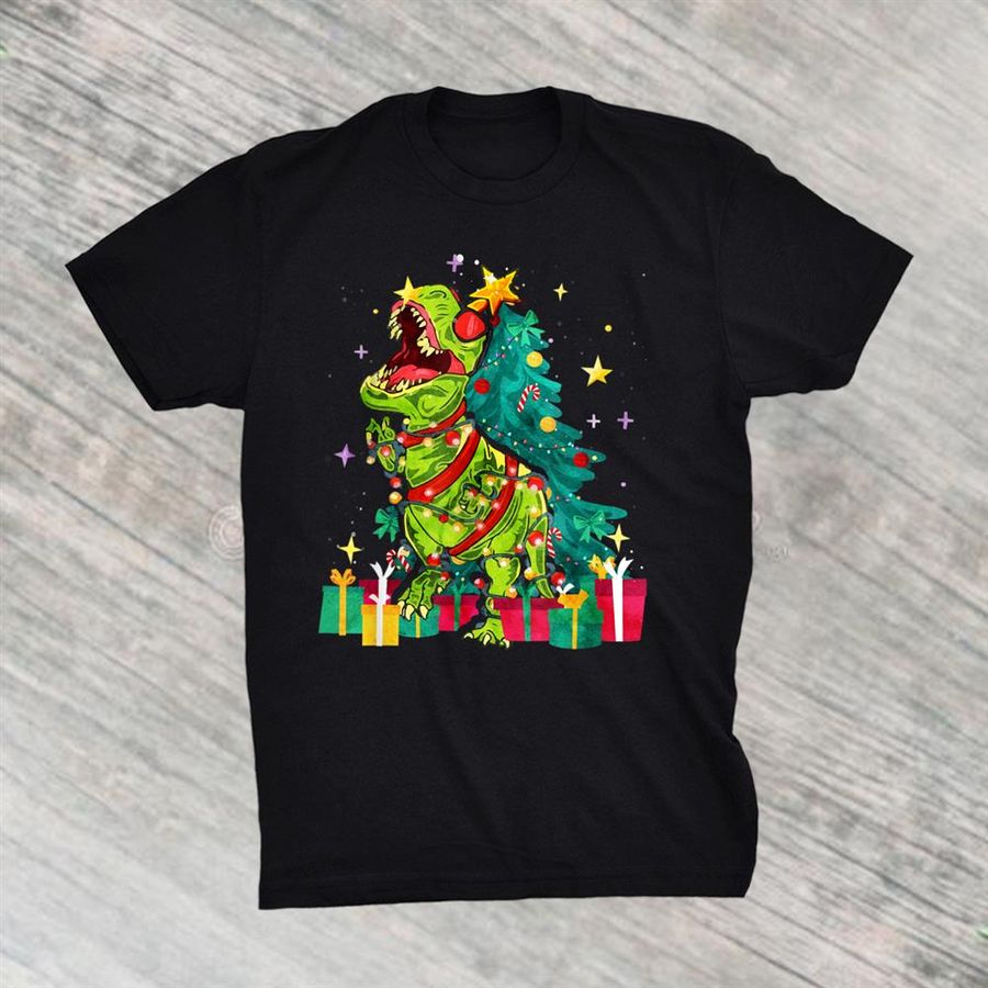 Christmas Dinosaur With Lights Dinosaur With Lights Funny Shirt