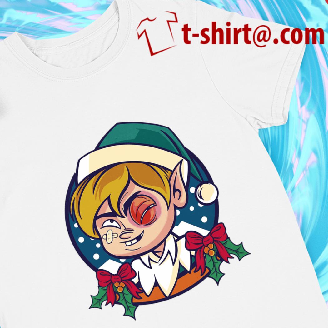 Christmas elf with black eye funny T-shirt