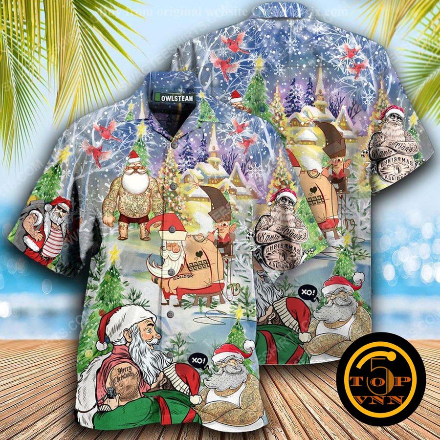 Christmas holiday santa with tattoo hawaiian Shirt And Shorts
